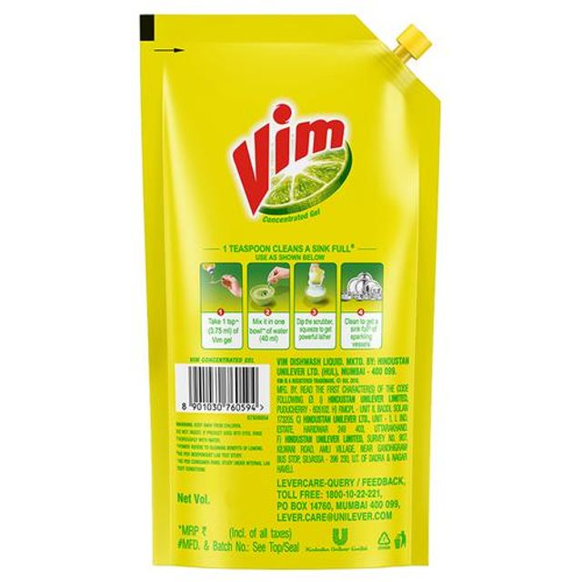 VIM DROP DISHWASH ACTIVE GEL - YELLOW LEMON 125 ML