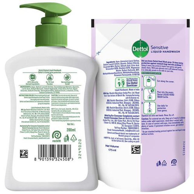 DETTOL LIQUID HANDWASH ORIGINAL 200 ML WITH FREE LIQUID WASH 175 ML