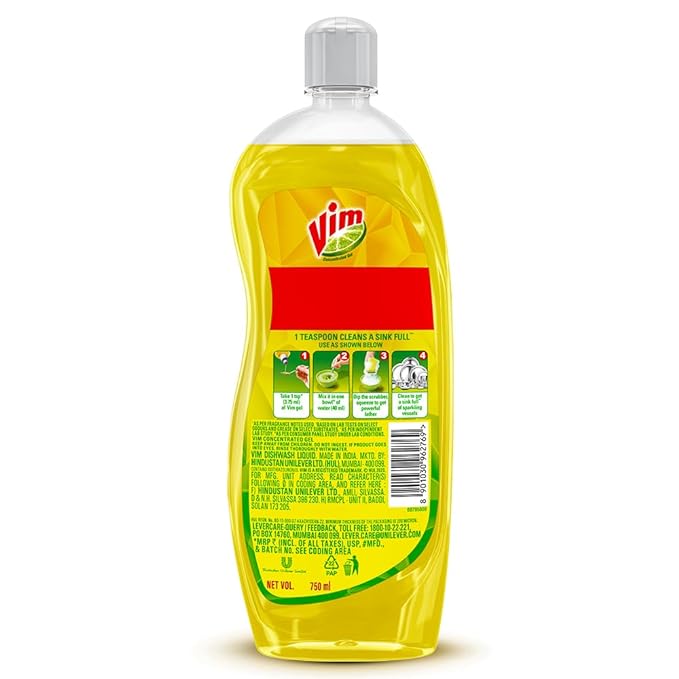 VIM DROP DISHWASH ACTIVE GEL YELLOW LEMON 750 ML