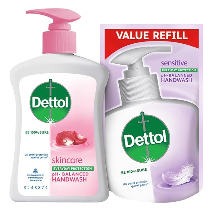 DETTOL HANDWASH LIQUID SKIN CARE PUMP 200ML+175ML COMBO