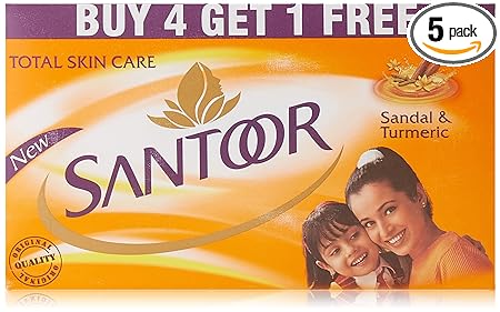 SANTOOR SANDAL & TURMERIC SOAP 125 GMS (PACK OF 4+1)