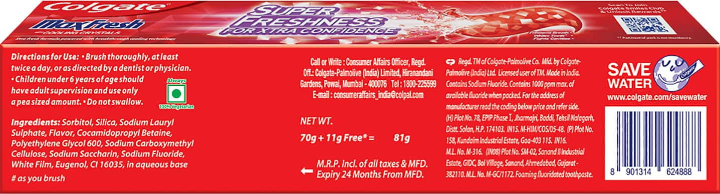 COLGATE TOOTH PASTE MAXFRESH RED 81 GMS